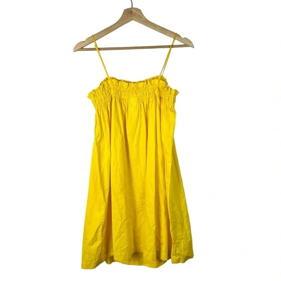 H&M Bright Yellow Smocked Poplin Mini Dress XS - Picture 2 of 4